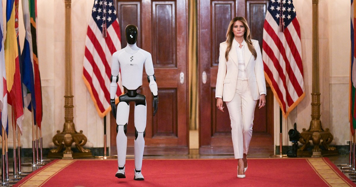Surreal Footage Shows Melania Trump Walking Into White House Summit With Humanoid Robot