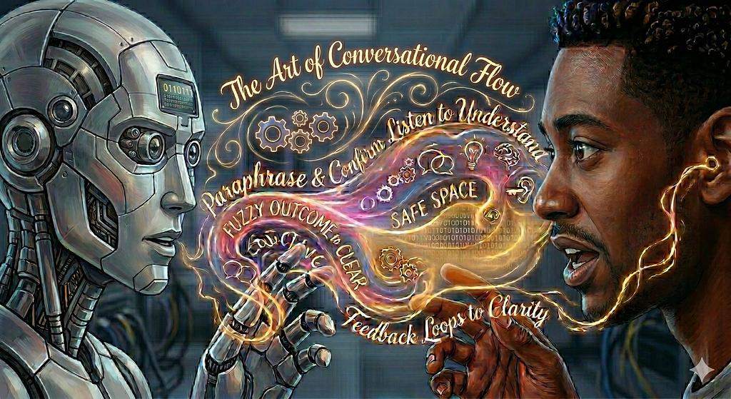 Image depicting a visualization of Conversational Flow seen between human and AI