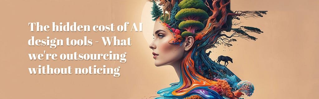 A clear AI generated image of a woman (closeup)- her face is real but the head portion is transformed into a thinking tree.