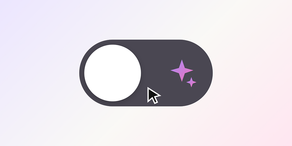 A large toggle switch in the off position with a sparkle icon on its track, and a cursor beside the knob.